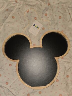 Disney Kids Mickey Mouse Chalkboard Sign - Black with Natural Wood Trim